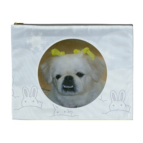 Snow Bunny Xl Cosmetic Bag By Kim Blair Front