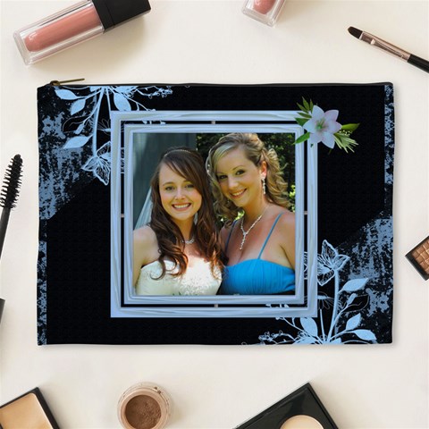 Pretty Blue Xl Cosmetic Case By Lil Front