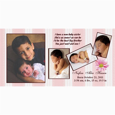Nafisa Birth Announcement By Shadan Hasan 8 x4  Photo Card - 2