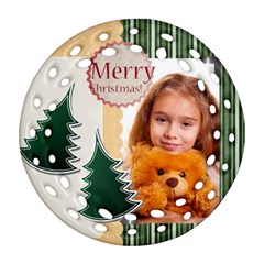 merry christmas - Round Filigree Ornament (Two Sides)