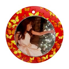 red butterfly ornament - Round Ornament (Two Sides)