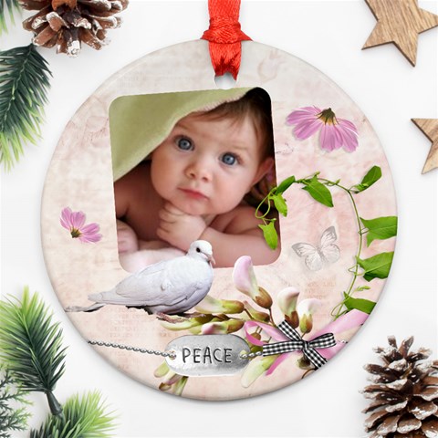 Peace Round Ornament 2 Side By Laurrie Front