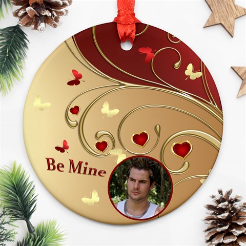Be Mine Round Ornament By Deborah Front