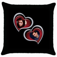 Two Hearts Throw Pillow (5 styles) - Throw Pillow Case (Black)
