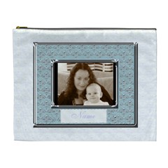 Pale blue and silver classic  love cosmetic bag xl - Cosmetic Bag (XL)