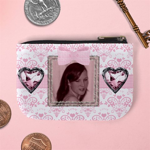 Pink Love Jewel Heart Mini Purse By Claire Mcallen Back
