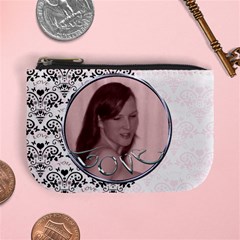 Pink with black lace love mini purse Valentines - Mini Coin Purse