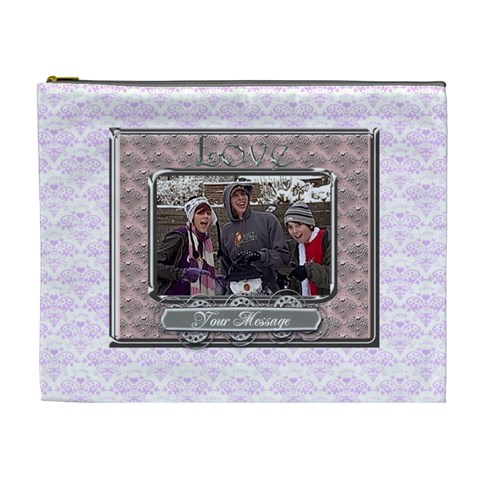 Pale Pink, Heart Classic Love Cosmetic Bag Xl By Claire Mcallen Front