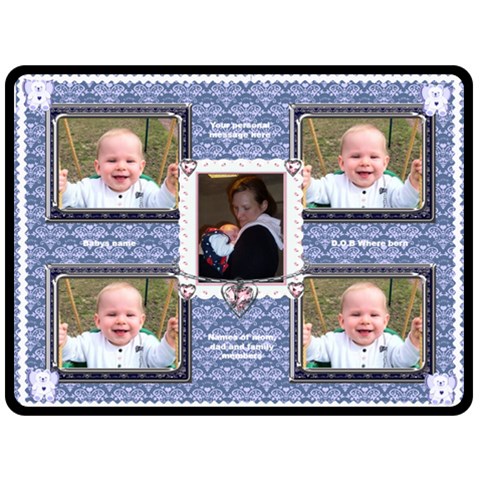 Flutter Bear, Dark Blue Baby Boys Blanket By Claire Mcallen 80 x60  Blanket Front