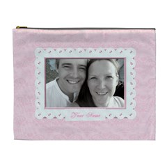 Pink jewelled classic toile love cosmetic bag xl (7 styles) - Cosmetic Bag (XL)