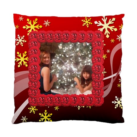Red Snowflake Cushion Case By Kim Blair Front