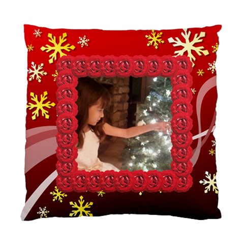 Red Snowflake Cushion Case By Kim Blair Back