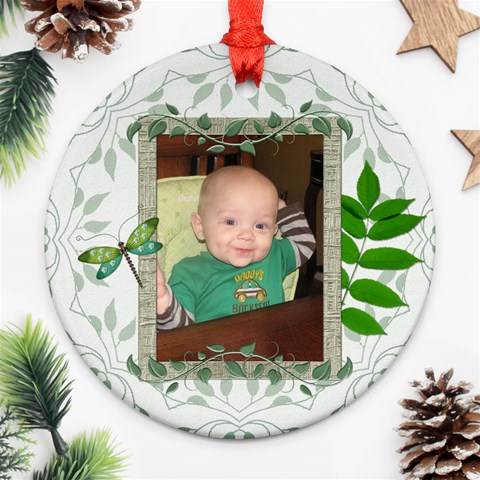 Green Nature Round Ornament (2 Sided) By Lil Back