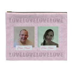 Pink Valentines classic toile love cosmetic bag xl (7 styles) - Cosmetic Bag (XL)