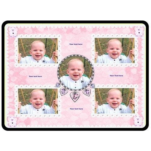 Flutter Bear Rose Pink Blanket By Claire Mcallen 80 x60  Blanket Front