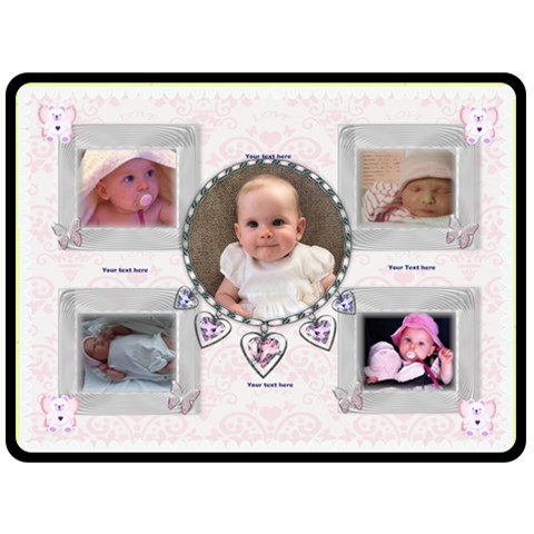 Butterfly Bear Heart Pink Blanket By Claire Mcallen 80 x60  Blanket Front