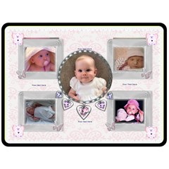 Butterfly bear heart pink blanket - Fleece Blanket (Large)