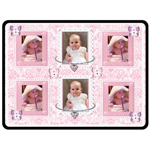 Pink Lace Flutter Bear Girls Blanket By Claire Mcallen 80 x60  Blanket Front