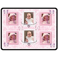 Pink Lace Flutter bear girls blanket - Fleece Blanket (Large)