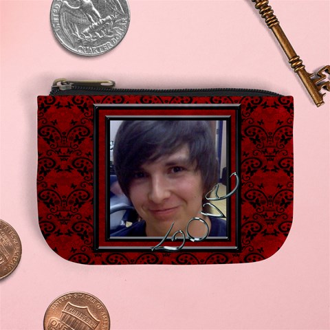 Red, Black Love Mini Purse By Claire Mcallen Front