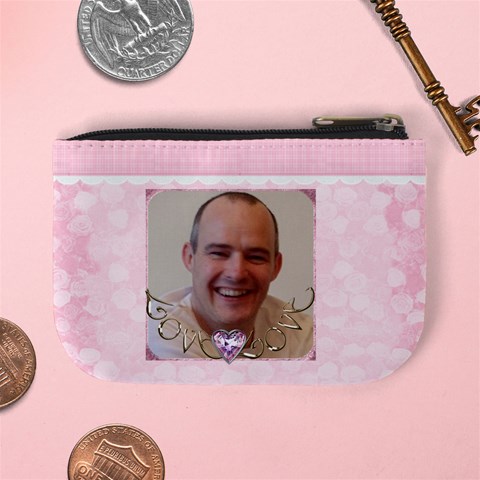Pink Gingham Love Pink Heart Heart Frame Mini Purse By Claire Mcallen Back
