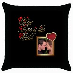 Gold Love Pillow Throw - Throw Pillow Case (Black)