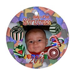 Babys First Christmas Two Sided - Round Ornament (Two Sides)