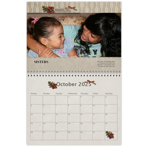 Wall Calendar 11 X 8 5:  Thankful For By Jennyl Oct 2025