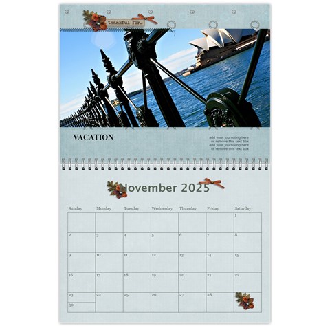 Wall Calendar 11 X 8 5:  Thankful For By Jennyl Nov 2025