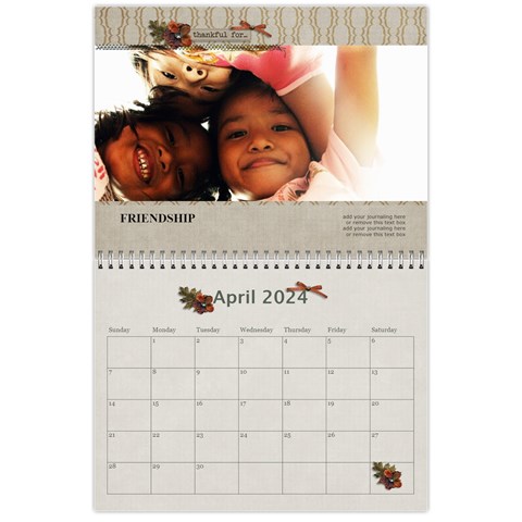 Wall Calendar 11 X 8 5:  Thankful For By Jennyl Apr 2024