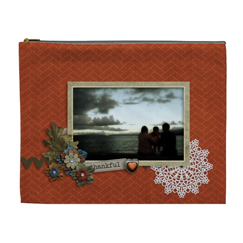 Cosmetic Bag (xl): Thankful By Jennyl Front