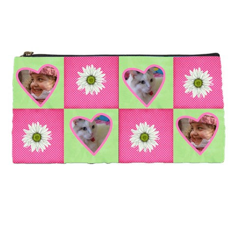Pink And Green Pencil Case By Deborah Front