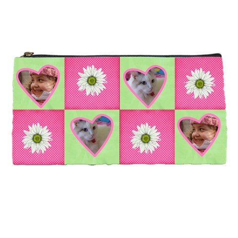 Pink And Green Pencil Case By Deborah Front