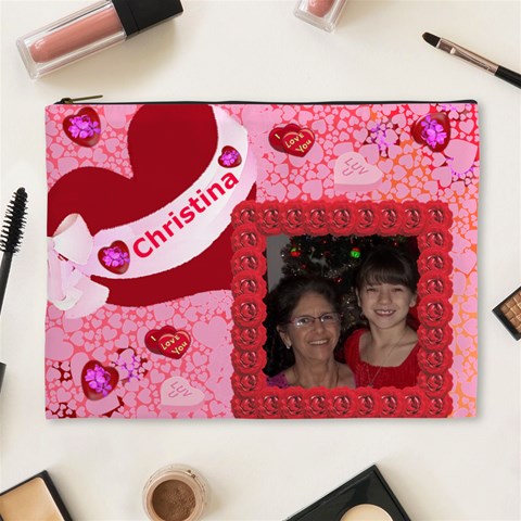 Heart Xl Cosmetic Bag By Kim Blair Front