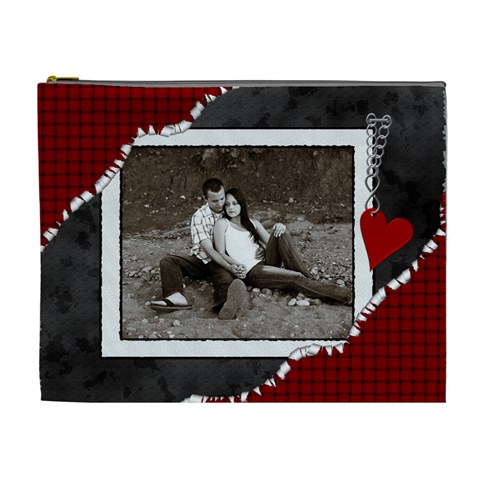 Red Love Xl Cosmetic Bag By Lil Front