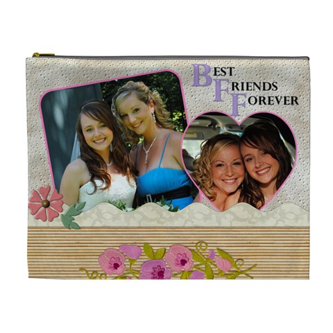 Best Friends Forever Xl Cosmetic Bag By Lil Front
