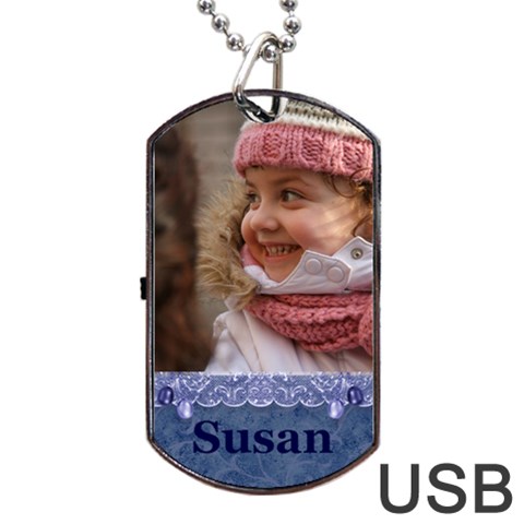 Blue Frill Dog Tag Usb By Deborah Front