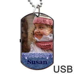 Blue Frill Dog Tag USB - Dog Tag USB Flash (One Side)