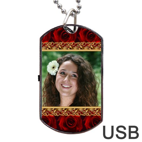Rose Romance Dog Tag Usb By Deborah Front