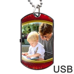 Gold Rim Dog Tag USB (2 Sided) - Dog Tag USB Flash (Two Sides)