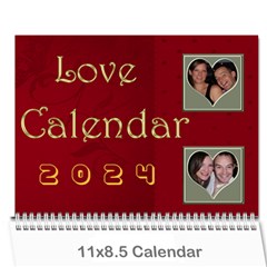 Large wall  love  calendar 2024 red and gold  - Wall Calendar 11  x 8.5  (12-Months)