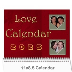 Large wall  love  calendar 2024 red and gold  - Wall Calendar 11  x 8.5  (12-Months)