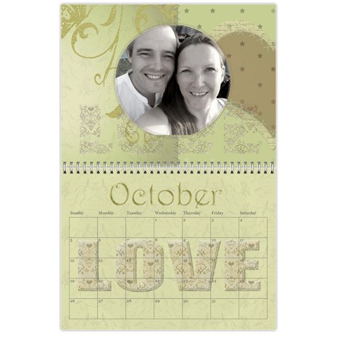 Large Wall  love  Calendar 2025 Red And Gold  By Claire Mcallen Oct 2025