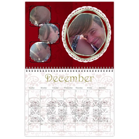 Large Wall  love  Calendar 2025 Red And Gold  By Claire Mcallen Dec 2025