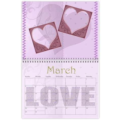 Large Wall  love  Calendar 2025 Red And Gold  By Claire Mcallen Mar 2025