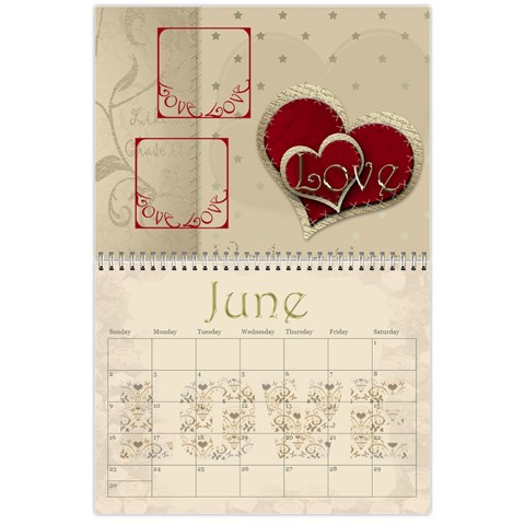 Large Wall  love  Calendar 2024 Red And Gold  By Claire Mcallen Jun 2024