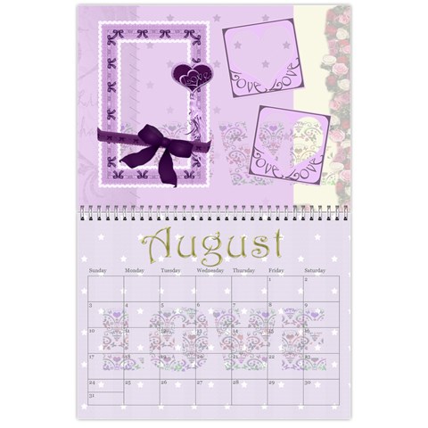 Large Wall  love  Calendar 2025 Red And Gold  By Claire Mcallen Aug 2025