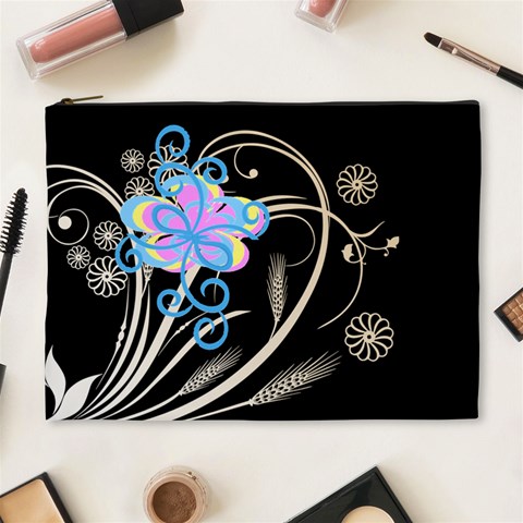 Black Sqiggles Cosmetic Bag By Birkie Front