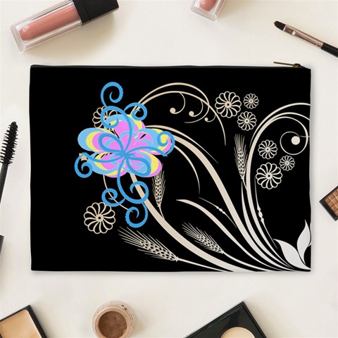 Black Sqiggles Cosmetic Bag By Birkie Back