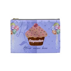 Pink cupcake with blue background cosmetic bag - Cosmetic Bag (Medium) Pink cupcake with blue background cosmetic bag - Cosmetic Bag (Medium)
